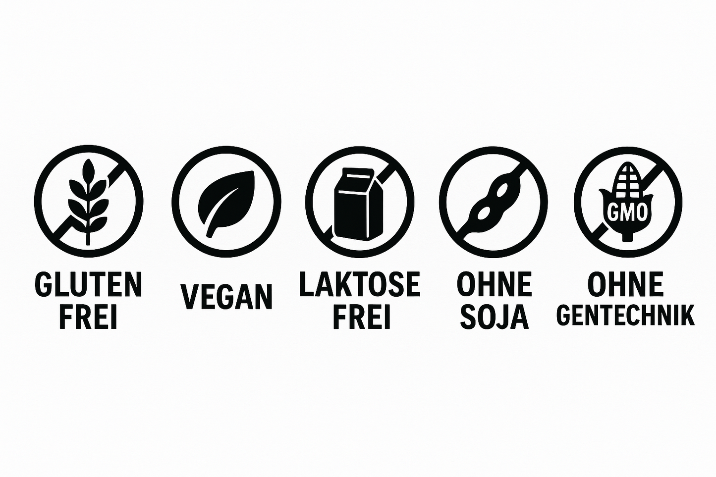 glutenfrei, vegan, laktosefrei, ohne Soja, ohne Gentechnik